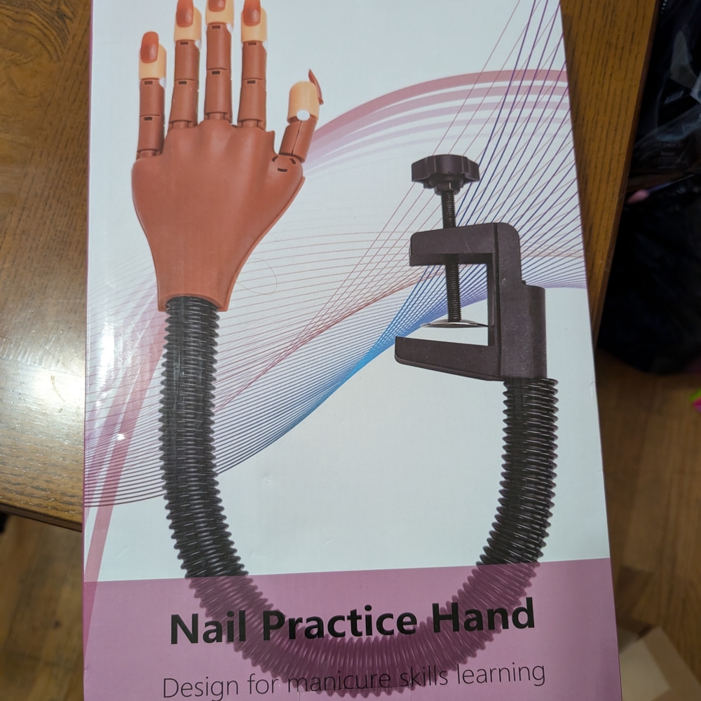 Nail Practice Hand with Clamp - Brown Hand, Black Stand